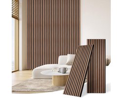 Marble and Wood Akoestische wandpaneel | 60x280 cm | Walnoot | 25 mm latten | Walnoot Akupanel | Latten wanden