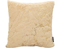 Marble Furry Beige Kussenhoes | Polyester / Imitatiebont | Marmer Beige / Goud | 45 x 45 cm