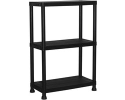 Marbueno - Rek 3 Planken - Kunststof Zwart - 61x31x91 cm - Tuin 10536