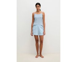 MARC O’POLO lounge shorts blauw geribde katoen (small)