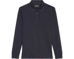Marc O'Polo regular fit polo - heren poloshirt lange mouw - donkerblauw