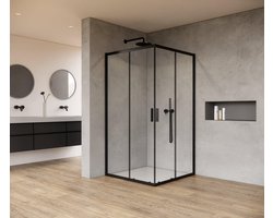 Marenza Casus Douchecabine - 80x80x200cm - hoekinstap - helder glas - profiel - mat zwart