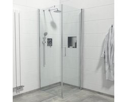 Marenza Neptune Douchecabine - 1 draaideur - Zijwand - 90x90x200cm - 6mm veiligheidsglas - anti kalk - chroom