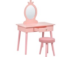 MARGIE - Kinderkaptafel met krukje - Roze - MDF