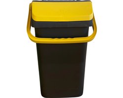 Mari afvalbak 40 liter - afvalemmer - geel - afvalscheiden papier - glas - sorteer afvalbak - sorteer bak
