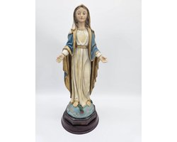 Maria Wonderdadige - beeld 31 cm hoog op console - Madonna met open handen - materiaal polystone - religieus beeld