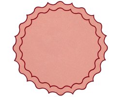 Mariaida Home - Placemat Navy geborduurd zalmroze met rood 45cm - Placemats