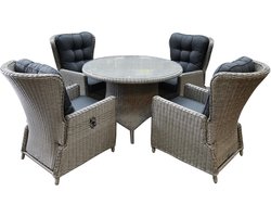Marina Riccione dining tuinset 110 cm rond 5-delig grijs verstelbaar