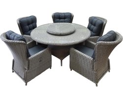 Marina Riccione dining tuinset 150 cm 7-delig grijs verstelbaar