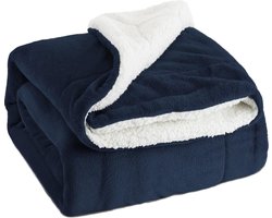 Marine Blauw Sherpa Deken, tweezijdige woondeken, extra dik, warm, sofadeken/sofadeken van Sherpa, super zachte fleecedeken als bankdeken of woonkamerdeken, 200 x 230 cm