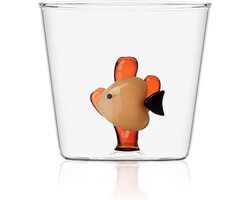 Marine Garden Tumbler - Waterglas Vis - Voor Drankjes - Met de hand gevormd - 350 ml - Geel Alg Barnsteen
