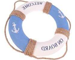 Marineblauwe reddingsring voor wanddecoratie, 30 cm diameter in nautisch thema