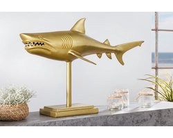 Maritiem beeld HAI 68cm goud handgemaakt metalen design haai - 42988