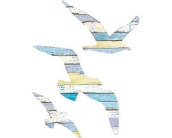 Maritieme wanddecoratie met zee- en strandthema, kustmotieven en stenen sculpturen voor een sfeervolle inrichting