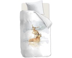 Marjolein Bastin Deerly Dekbedovertrek - Flanel - Eenpersoons - 140x200/220 cm - Grijs