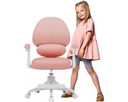Mark Adler Junior 4.5 Kinderbureaustoel - Ergonomische Kinder Bureau Stoel met Voetsteun - Verstelbaar & Comfortabel - Roze