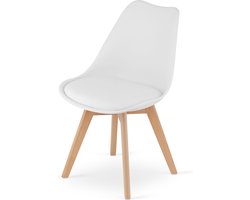 MARK - Eetkamerstoel - eco leer - beuken poten - wit