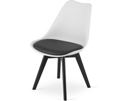 MARK - Eetkamerstoel - eco leer - zwarte poten - wit, zwart