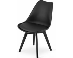 MARK - Eetkamerstoel - eco leer - zwarte poten - zwart