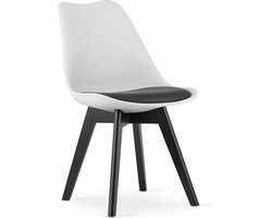 MARK Eetkamerstoelen - Set van 4 - Zwart Houten Onderstel - Wit & Zwart