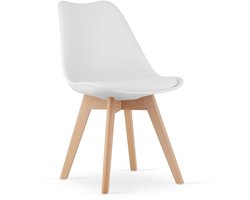 MARK Stoel Wit x 4 - Scandinavisch Design met Beukenhouten Poten