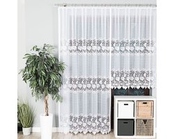 Markizeta DEMETRIA - Jacquard Gordijn - 200x250 cm - Rozenmotief - Wit