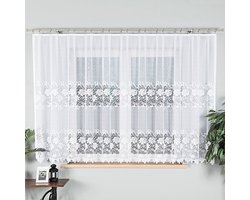 Markizeta Demetria Serie - Jacquard Gordijn - 400x160 cm - Wit - Rozenmotief