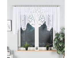 Markizeta Pola Serie - Jacquard Gordijn - 300x100 cm - Bladmotief - Wit