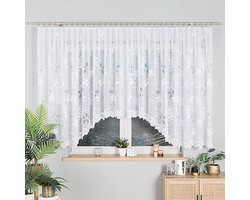 Markizeta RENATA Serie - Jacquard Gordijn - 500x150 cm - Florale Motieven - Witte Kleur