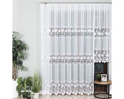 Markizeta Serie - Jacquard Gordijn - 300x250 cm - Rozenmotief - Wit