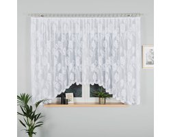 Markizeta SONIA - Jacquard Gordijn - 450x160 cm - Bloemenmotief - Wit
