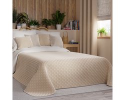 Markizeta VELVI Serie - Bedsprei - 220x240cm - Licht Beige - Geometrisch Patroon