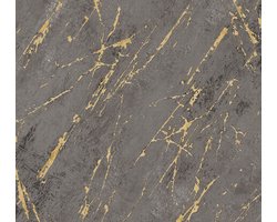 MARMER BEHANG | industrieel - Antraciet Goud Zwart - A.S. Création Elements 2