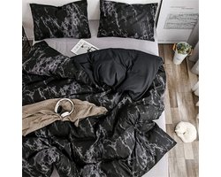 Marmer Duvet Cover Set met Rits, Katoenen Dekbedovertrek en Kussenslopen, Scandinavisch Design voor Eenpersoons en Tweepersoonsbedden, Zacht en Duurzaam (200 x 200 cm)