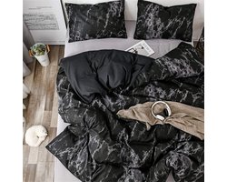 Marmer Duvet Cover Set met Rits, Nordic Stijl, Microfiber, Geschikt voor Eenpersoons en Tweepersoonsbedden, Zacht en Comfortabel (200 x 200 cm)