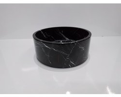Marmer Fruitschaal – Handgemaakte Natuurstenen Kom – Ø24 cm – Decoratief & Functioneel – Zwart
