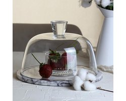 Marmer Taartplateau met stolp - Lilac 25 cm Lilac met glazen deksel