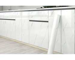 Marmeren behang zelfklevend behang 200cm x 60cm, glanzend zelfklevend verwijderbaar behang waterdicht aanrechtbladpapier contactpapier vinylfolie voor kast aanrechtblad meubels