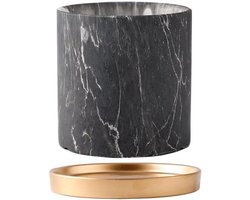 Marmeren Bloempot - Plantenbak Keramiek - Woondecoratie Planten - Met Afvoergat - 11 cm - Wit