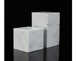 Marmeren Boekensteun Wit Handgemaakt Italiaans Marmer Set van 2– Boeken Steun Marmer Decoratieve Accessoires - Boeksteun Boeken - LuxuryQuarry®