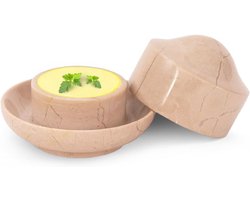 Marmeren Boterschaal met Deksel voor Boterbewaring - 7,6 cm