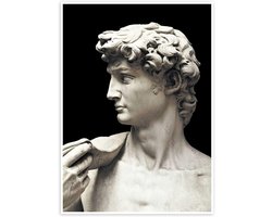Marmeren David Poster - Kunstprint Wanddecoratie - Muren Verfraaien - Premium Papier 250 g/m² - 100 x 130 cm - Zwart