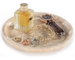 Marmeren Dienblad - Decoratief Plateau - Aankleding Huis - Natuurlijk Steen Materiaal - 25.4 cm - Wit