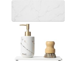Marmeren Dienblad Set - Waterabsorberend Steen - Badkamer Organisatie - Sneldrogend Materiaal - 9 x 35 Inch - Wit