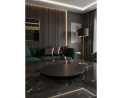 Marmeren Draaiplateau Prestige Zwart – 360° Draaibaar Serveerplateau – Luxe Marmer Ø50cm - KitchQouture®