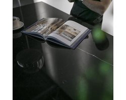 Marmeren Eettafel - Nero Marquina Zwart (4-poot) - 180 x 80 cm - Gezoet