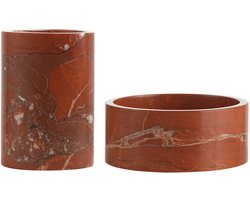Marmeren Geschenkset: Wijnkoeler + Fruitschaal Rood