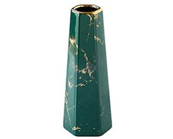 Marmeren keramische bloemenvaas met gouden afwerking - 8 inch - Ideaal voor huisdecoratie en als cadeau