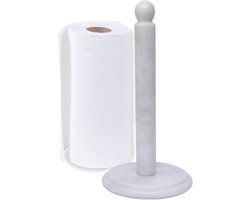 Marmeren Keukenhouder Handdoeken - Papierrolhouder Stand - Aanrecht Organiseren - Handgemaakt Natuurlijk Marmer - 13.75 inch Hoogte - Wit
