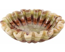 Marmeren kom handgemaakte groene 8 inch fruitschaal voor keukentafel middenstuk - moderne decoratieve ruche kom voor salontafel en entree, sint-jakobsschelp kom voor woondecoratie